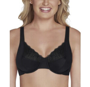 Vanity Fair Women Lace Full Figure Underwire Minimizer Bra Black Size 44D